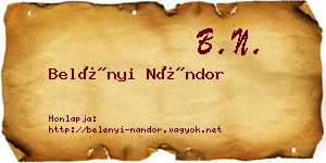 Belényi Nándor névjegykártya